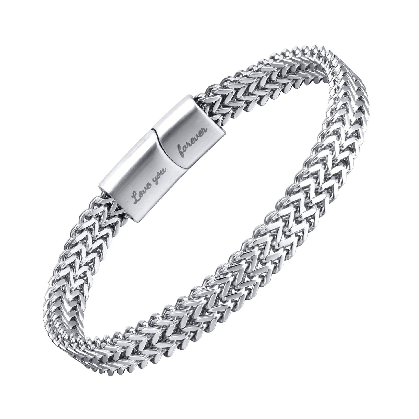 Kemstone Men’s Stainless Steel Dragon Bone Chain Bracelet – Brushed Silver BR-1733