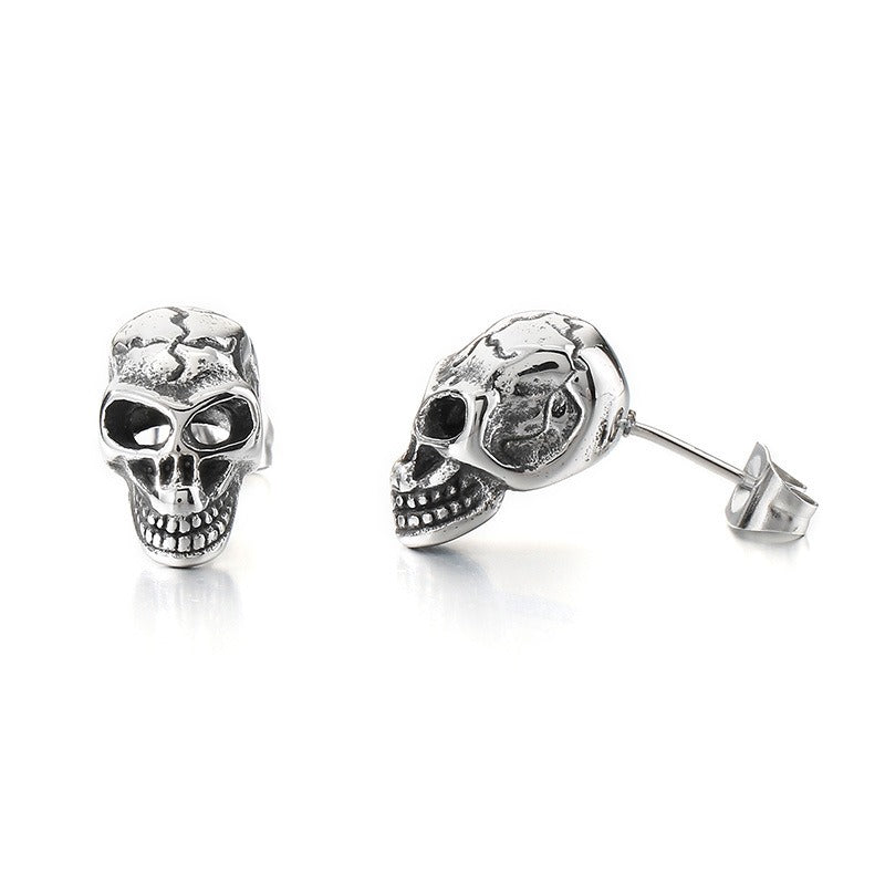 Kemstone Men’s Stainless Steel Skull Stud Earrings – Gothic Punk Style KE117706-KJX