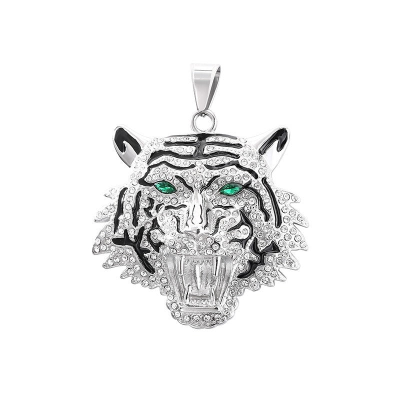 Kemstone Men’s Titanium Steel Tiger Pendant Necklace – Iced-Out Hip Hop Jewelry KP116390-MZOZ
