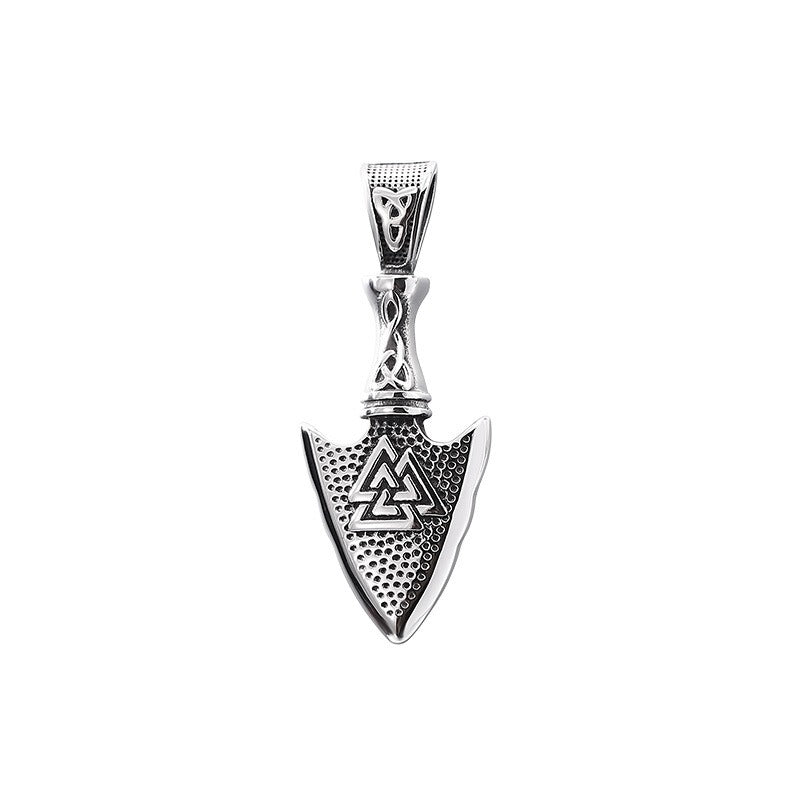 Kemstone Men’s Titanium Steel Trident Cross Necklace – Viking Eye of Horus Pendant, Black Zircon KP116389 60CM