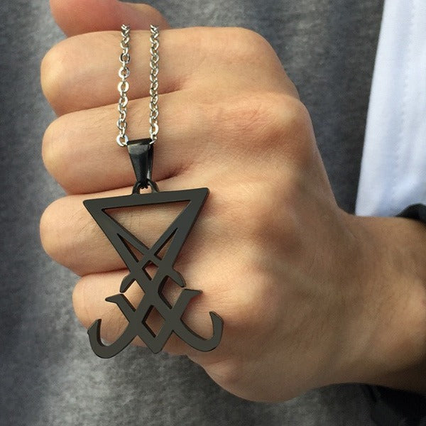 Kemstone Geometric Triangle Pendant Necklace for Men Stainless Steel Vertical Minimal Design