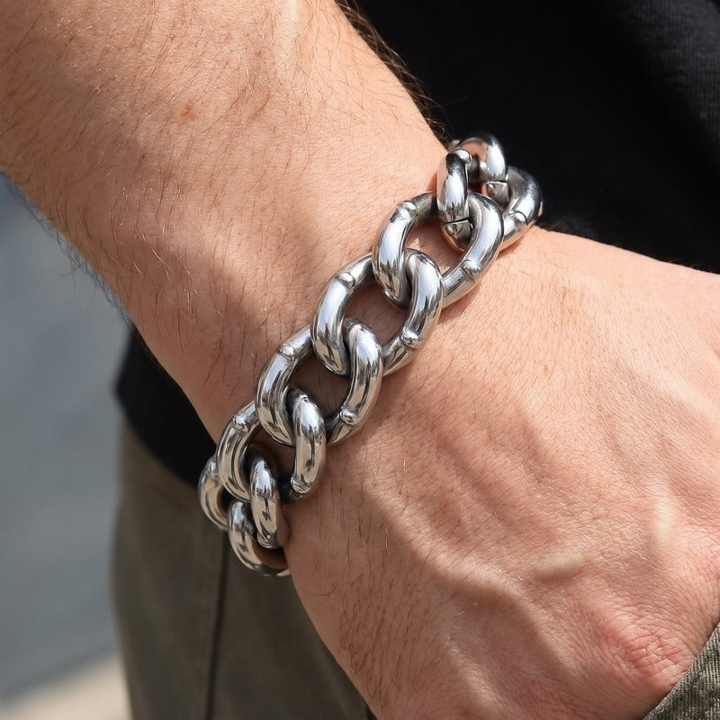 Kemstone Heavy Cuban Link Bracelet for Men Titanium Steel 18mm Hip Hop Chain KB213362