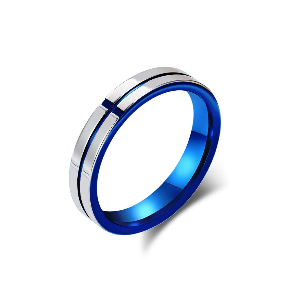 Kemstone Cross Line Stainless Steel Ring – Minimalist Couple Band K-R1071