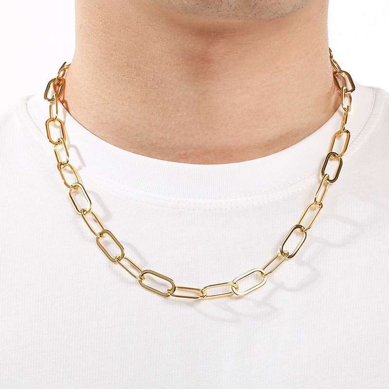 Kemstone Titanium Steel Paperclip Chain Necklace Bracelet for Men Women Minimalist Link KB211659-KFC