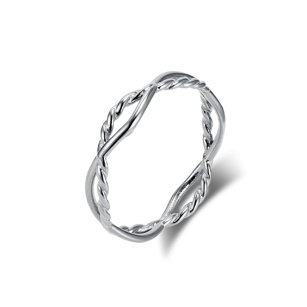 Kemstone Twisted Rope Ring – Stainless Steel Braided Women’s Jewelry K-R1072