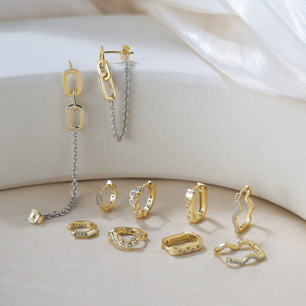 925 Sterling Silver Huggie Hoop Earrings for Women | CZ Pave Small Gold & Platinum Plated Handmade Jewelry by Kemstone A4-APE142