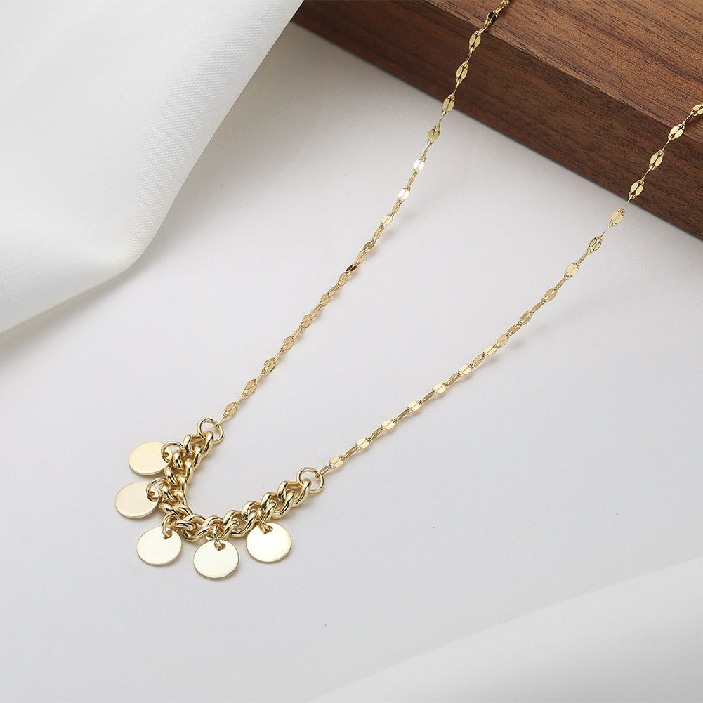 925 Sterling Silver Disc Necklace – Gold & Silver Handmade Coin Pendant Choker | Kemstone A4-BQN23