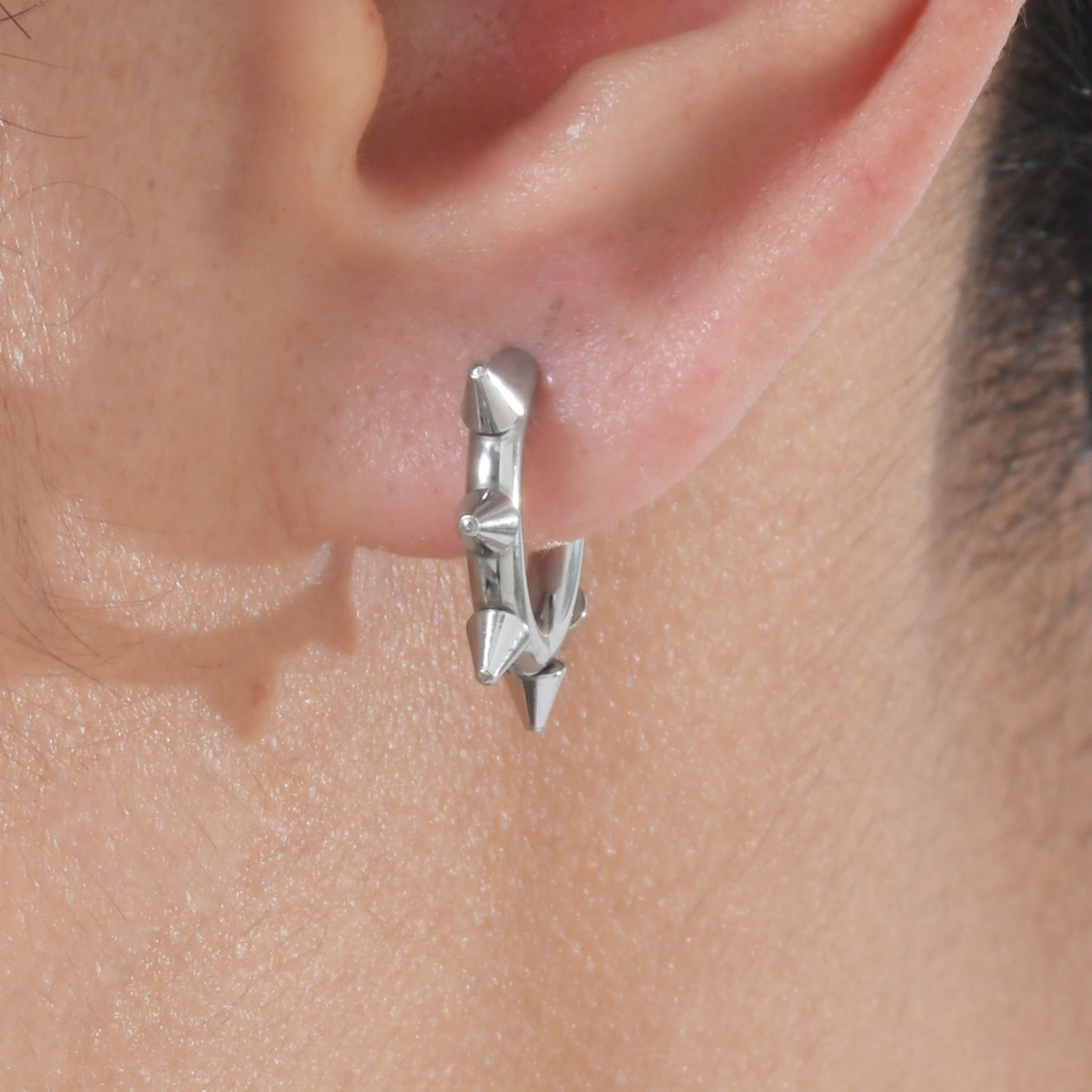 Men’s Titanium Steel Spike Hoop Earring – Punk Street Style EH-751