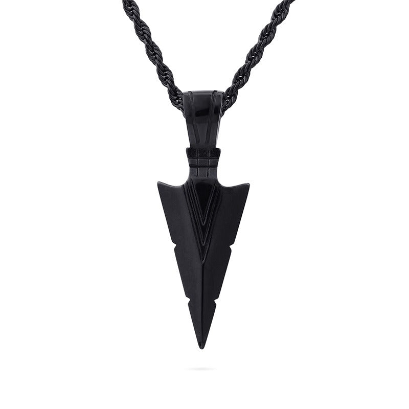 Kemstone Men’s Stainless Steel Arrowhead Necklace – Triangle Vintage Jewelry, Gold/Silver/Black KP79565-K