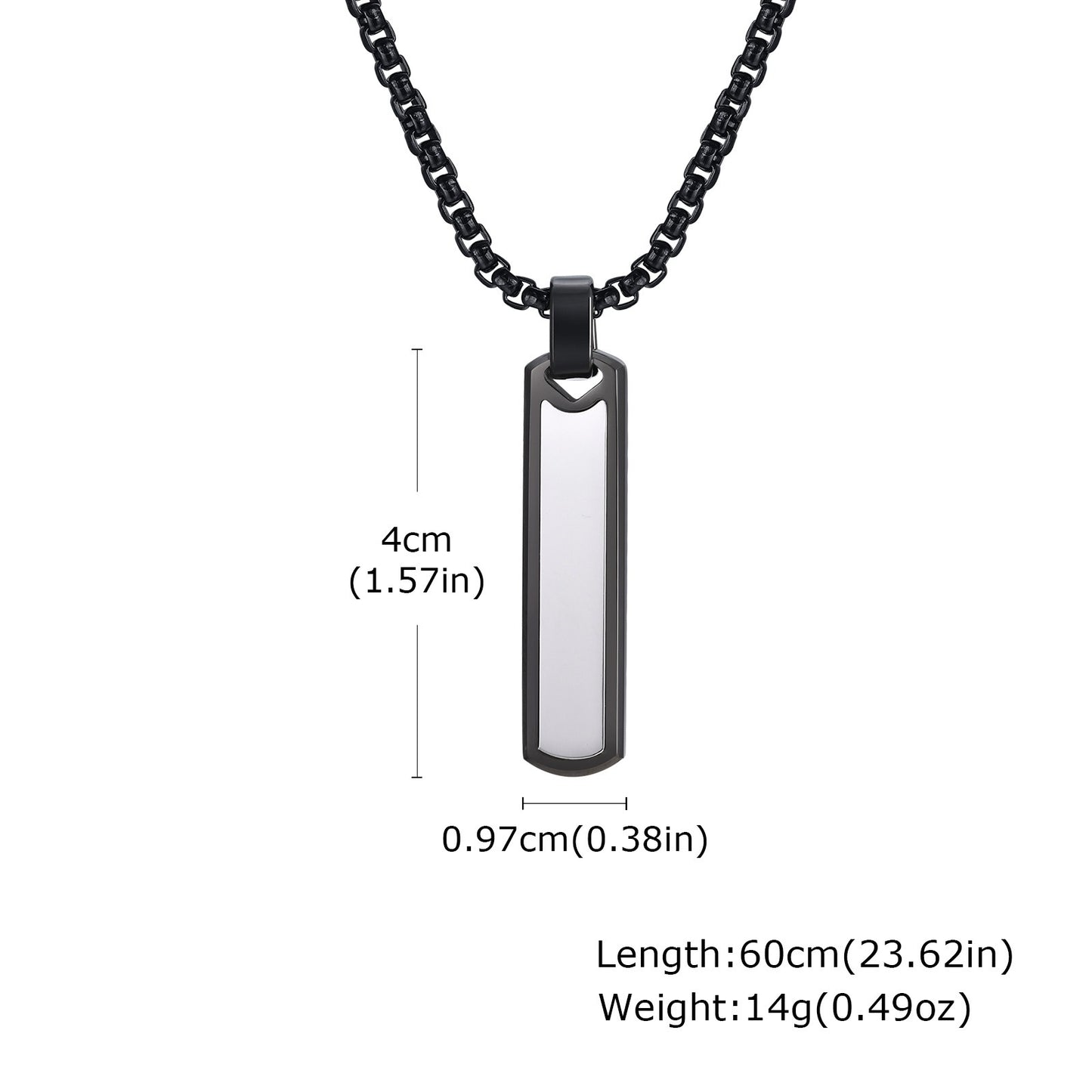 Kemstone Stainless Steel Bar Pendant Necklace for Men PN-2075