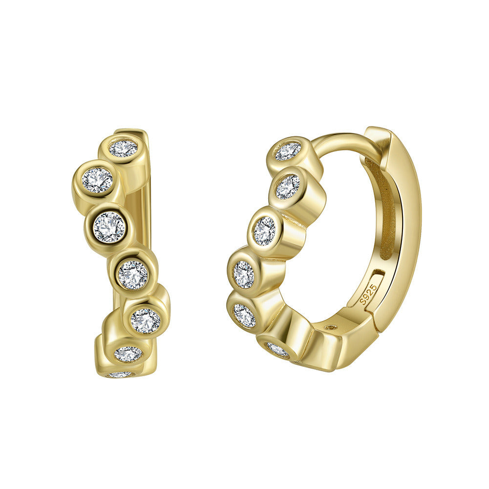 925 Sterling Silver Huggie Hoop Earrings for Women | CZ Pave Small Gold & Platinum Plated Handmade Jewelry by Kemstone A4-APE142
