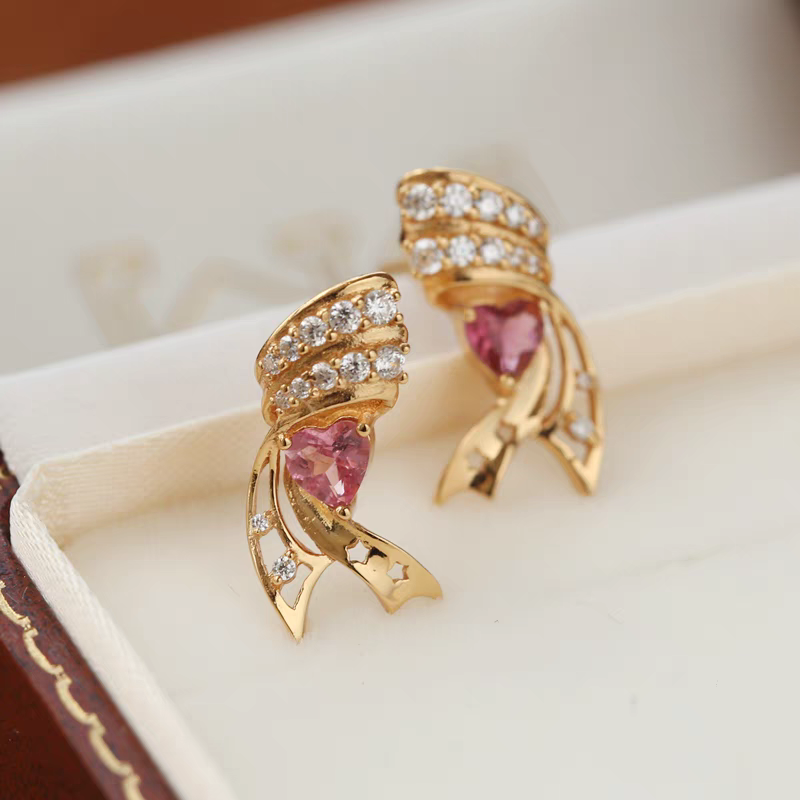 Kemstone - Orecchini a forma di stella in tormalina rosa con ali in argento sterling, realizzati a mano con design originale StarFlair - Elegante, leggero, regalo di lusso