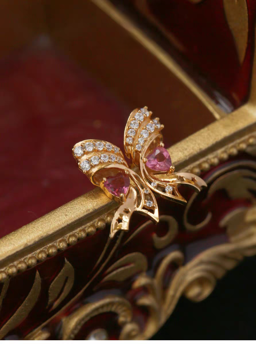 Kemstone - Orecchini a forma di stella in tormalina rosa con ali in argento sterling, realizzati a mano con design originale StarFlair - Elegante, leggero, regalo di lusso