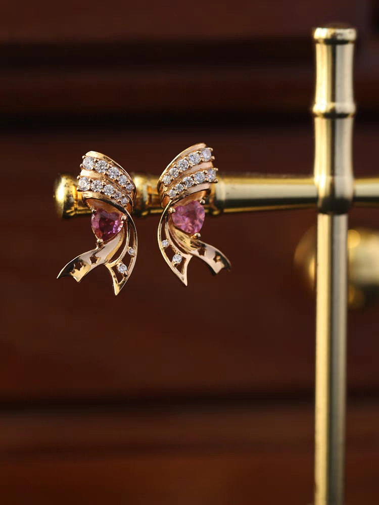Kemstone - Orecchini a forma di stella in tormalina rosa con ali in argento sterling, realizzati a mano con design originale StarFlair - Elegante, leggero, regalo di lusso