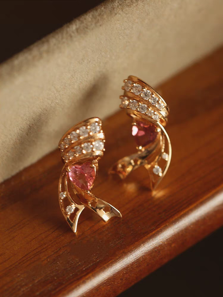 Kemstone - Orecchini a forma di stella in tormalina rosa con ali in argento sterling, realizzati a mano con design originale StarFlair - Elegante, leggero, regalo di lusso
