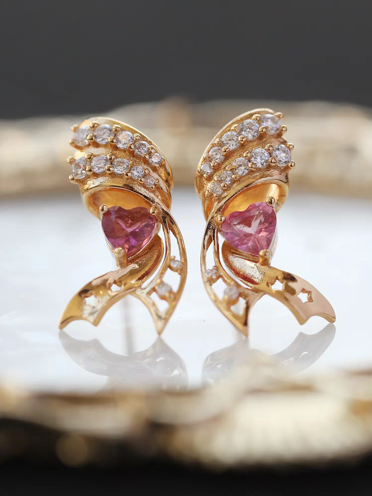 Kemstone - Orecchini a forma di stella in tormalina rosa con ali in argento sterling, realizzati a mano con design originale StarFlair - Elegante, leggero, regalo di lusso