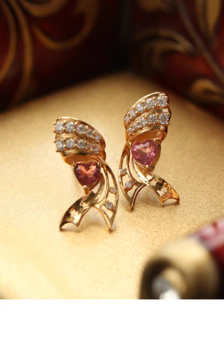 Kemstone - Orecchini a forma di stella in tormalina rosa con ali in argento sterling, realizzati a mano con design originale StarFlair - Elegante, leggero, regalo di lusso