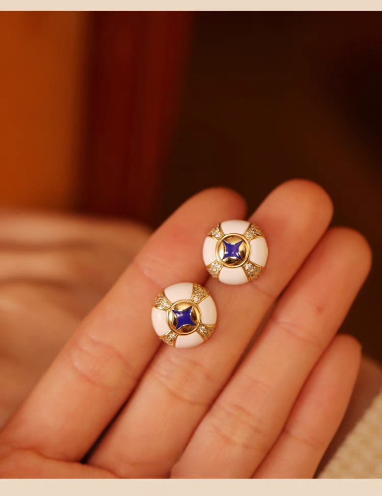 Pendientes Ojo de la Providencia de diseño original hechos a mano por Kemstone: estilo egipcio vintage con turquesa y esmalte en plata de ley.