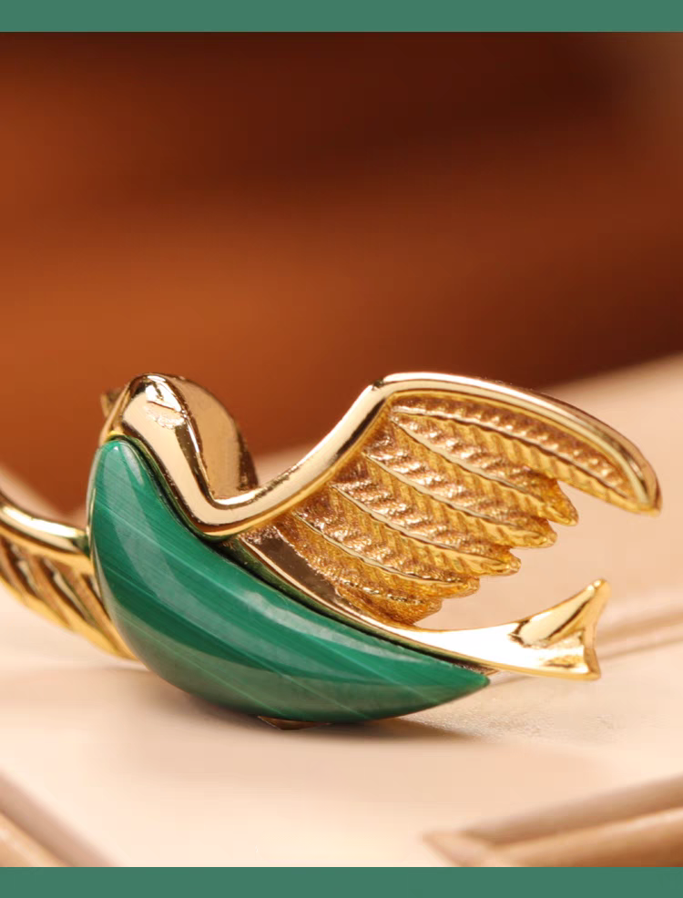 Kemstone Emerald Bird Earrings – 925 Sterling Silver, Natural Malachite Studs, Symbol of Freedom & Renewal