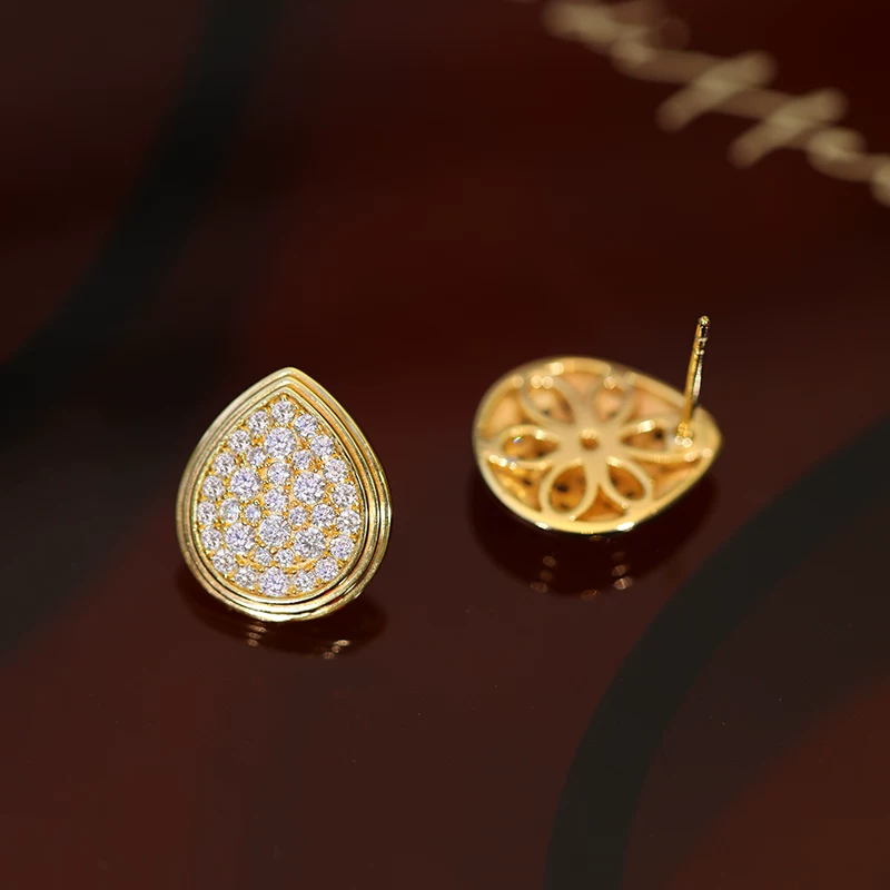 Orecchini a lobo a goccia in argento sterling Kemstone con pavé | Orecchini vintage con cristalli per donna RSY-E278