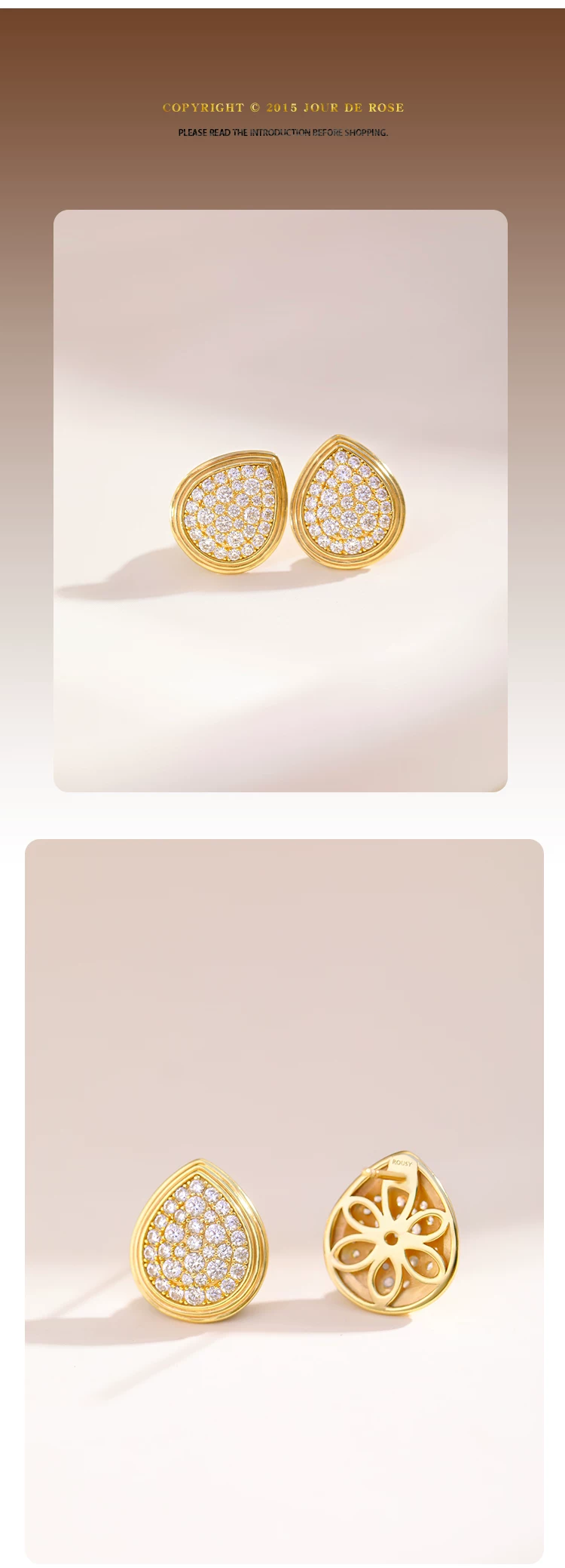 Orecchini a lobo a goccia in argento sterling Kemstone con pavé | Orecchini vintage con cristalli per donna RSY-E278