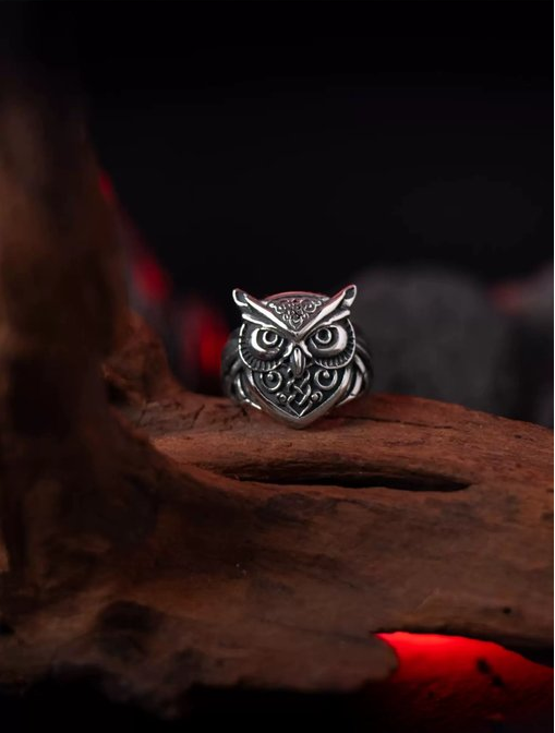 Kemstone Titanium Steel Celtic Owl Ring – Vintage Symbol of Wisdom NWR-523323