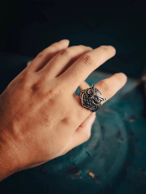 Kemstone Titanium Steel Celtic Owl Ring – Vintage Symbol of Wisdom NWR-523323