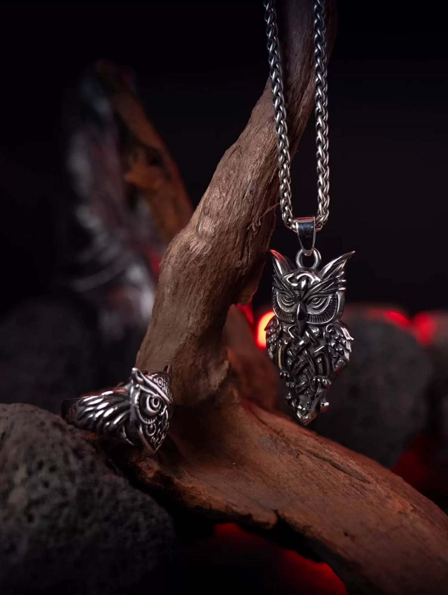 Kemstone Titanium Steel Celtic Owl Ring – Vintage Symbol of Wisdom NWR-523323