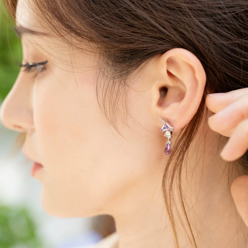Pendientes de unicornio estrellado de diseño original hechos a mano por Kemstone – Pendientes de fantasía de amatista en plata de ley para mujer EME-529286