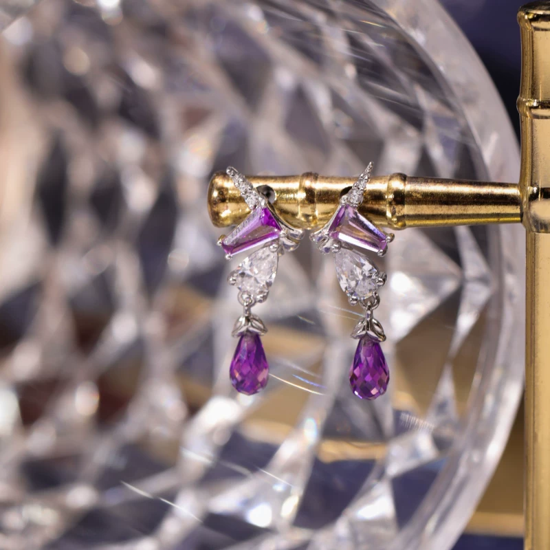 Pendientes de unicornio estrellado de diseño original hechos a mano por Kemstone – Pendientes de fantasía de amatista en plata de ley para mujer EME-529286