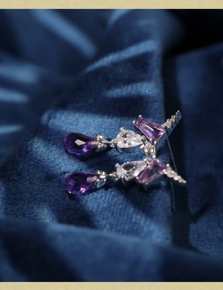 Pendientes de unicornio estrellado de diseño original hechos a mano por Kemstone – Pendientes de fantasía de amatista en plata de ley para mujer EME-529286