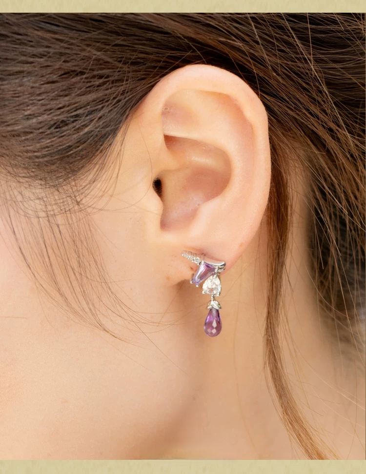 Pendientes de unicornio estrellado de diseño original hechos a mano por Kemstone – Pendientes de fantasía de amatista en plata de ley para mujer EME-529286