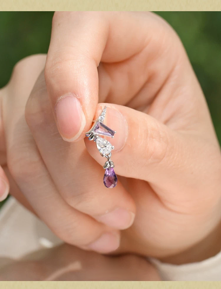 Pendientes de unicornio estrellado de diseño original hechos a mano por Kemstone – Pendientes de fantasía de amatista en plata de ley para mujer EME-529286