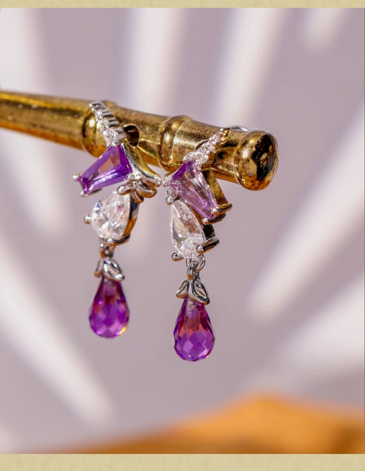 Pendientes de unicornio estrellado de diseño original hechos a mano por Kemstone – Pendientes de fantasía de amatista en plata de ley para mujer EME-529286