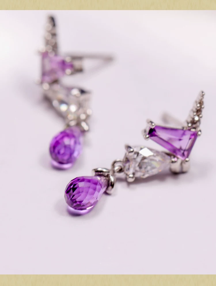 Pendientes de unicornio estrellado de diseño original hechos a mano por Kemstone – Pendientes de fantasía de amatista en plata de ley para mujer EME-529286