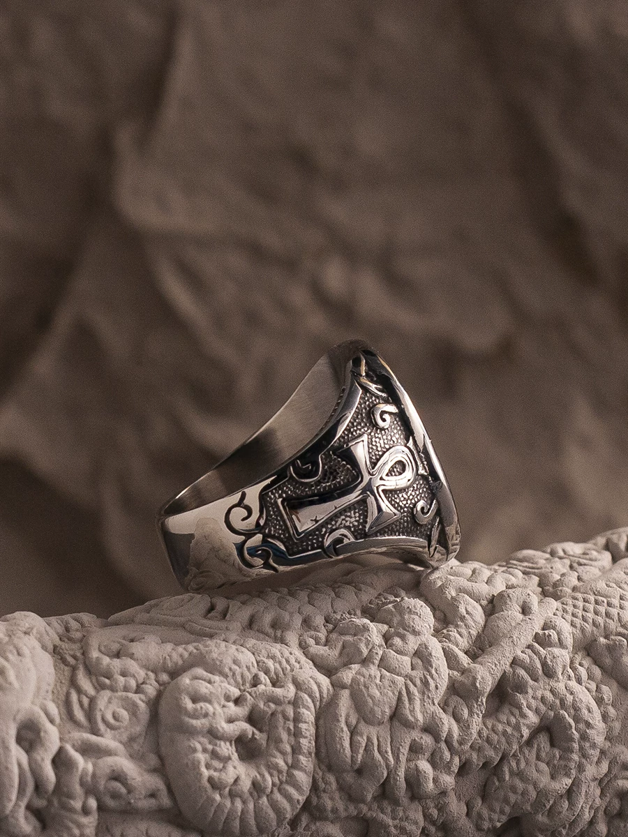 Kemstone Constantine Byzantine Double-Headed Eagle Signet Ring – Titanium Steel NWR-530408