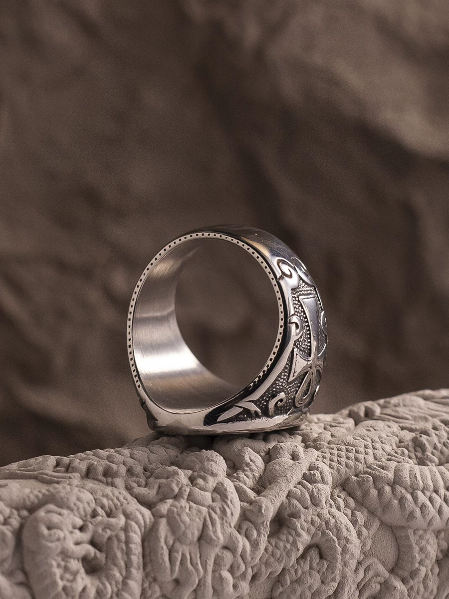 Kemstone Constantine Byzantine Double-Headed Eagle Signet Ring – Titanium Steel NWR-530408