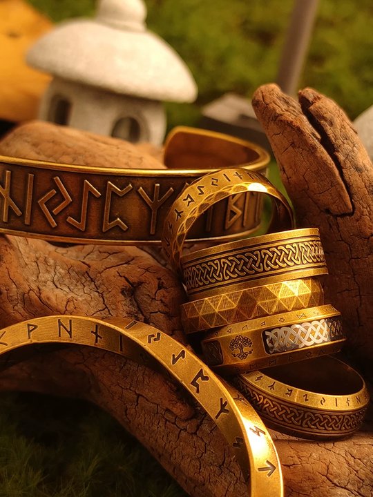 Kemstone Viking Rune Narrow Band Ring – “Oath of the Sea” Titanium Steel Men’s Jewelry NWR-609230