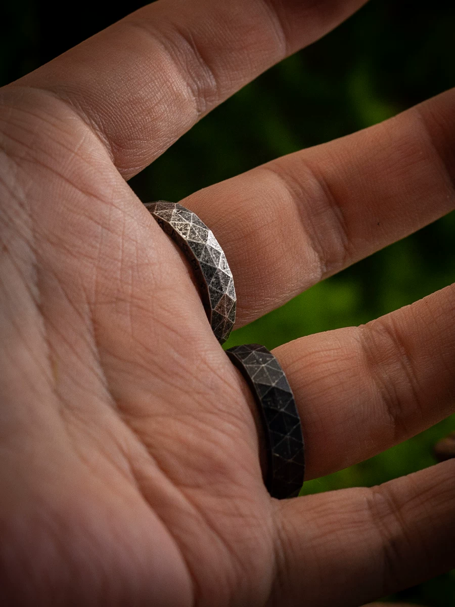 Kemstone Viking Rune Narrow Band Ring – “Oath of the Sea” Titanium Steel Men’s Jewelry NWR-609230