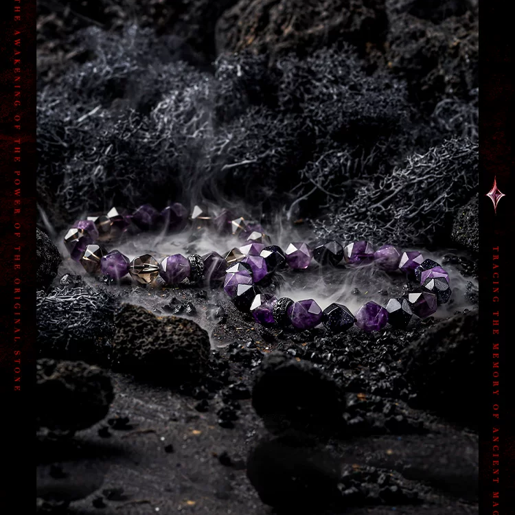 Kemstone Men’s Bracelet – Natural Amethyst, Smoky Quartz & Blue Goldstone Beads GXB-617169