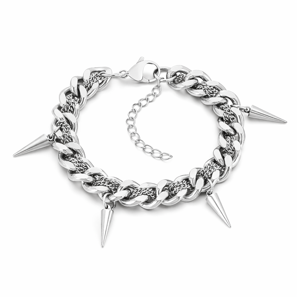 Kemstone Titanium Steel Cuban Link Bracelet for Men Spike Chain Punk Style KB211269-Z