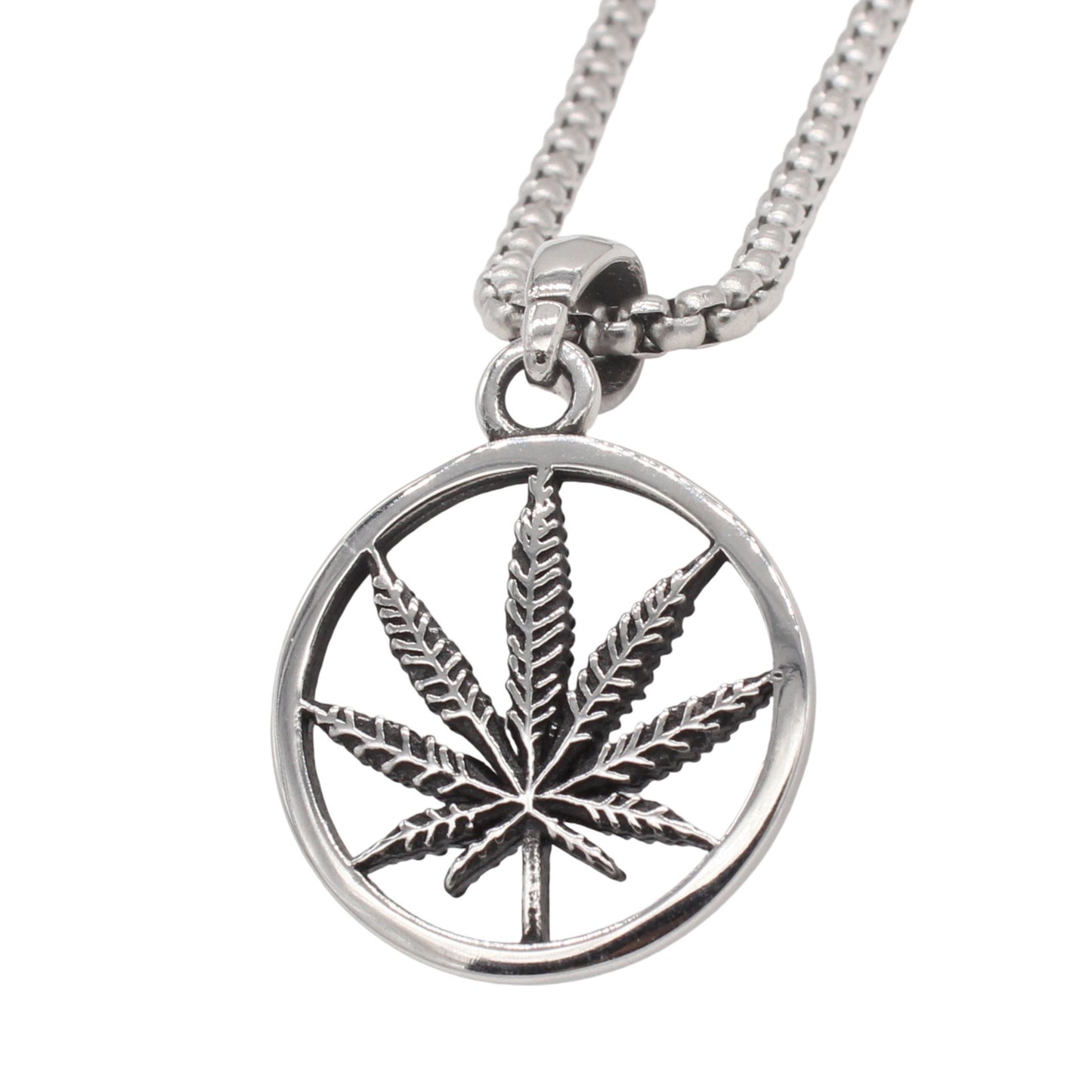 Kemstone Titanium Steel Maple Leaf Pendant Necklace for Men P1542