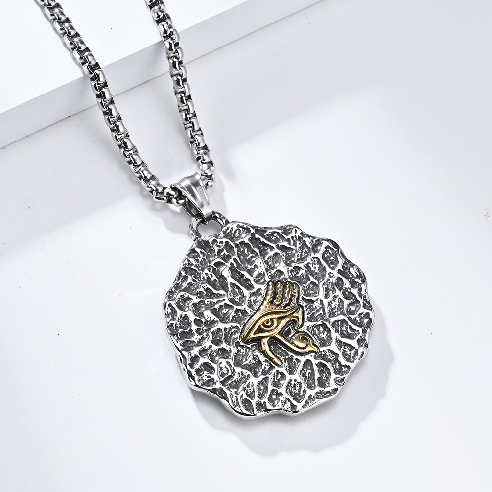 Kemstone Stainless Steel Trident Pendant Necklace for Men Vintage Two Tone K-PT526