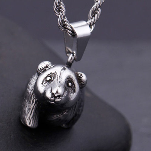 Kemstone Men’s Titanium Steel Bear Necklace – Vintage Animal Totem Pendant KP76851-BD