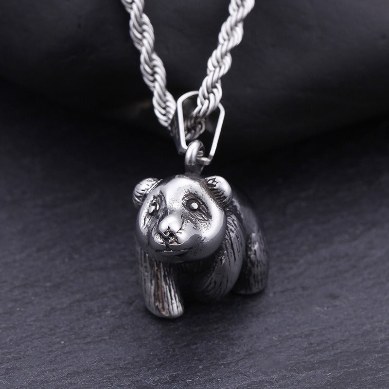 Kemstone Men’s Titanium Steel Bear Necklace – Vintage Animal Totem Pendant KP76851-BD