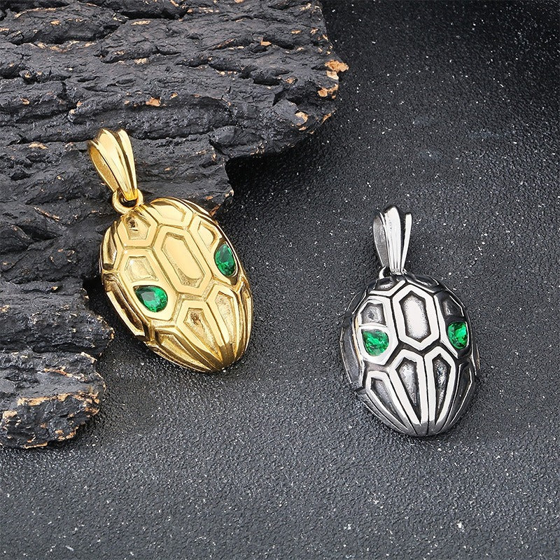 Kemstone Men’s Titanium Steel Snake Head Necklace – Vintage Serpent Jewelry KP116379-KJX