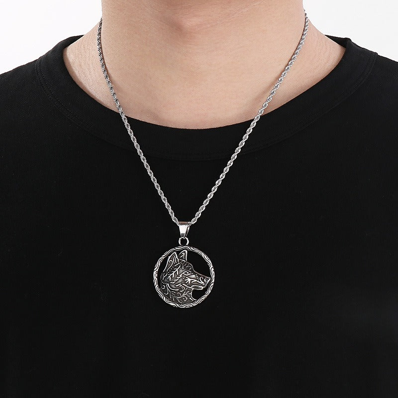 Kemstone Viking Wolf Pendant Necklace for Men – Stainless Steel Symbol Jewelry KP116382-MZOZ