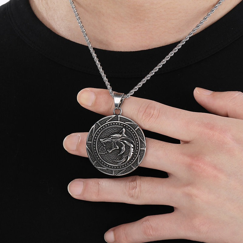 Kemstone Viking Wolf Pendant Necklace for Men – Stainless Steel Symbol Jewelry KP116382-MZOZ