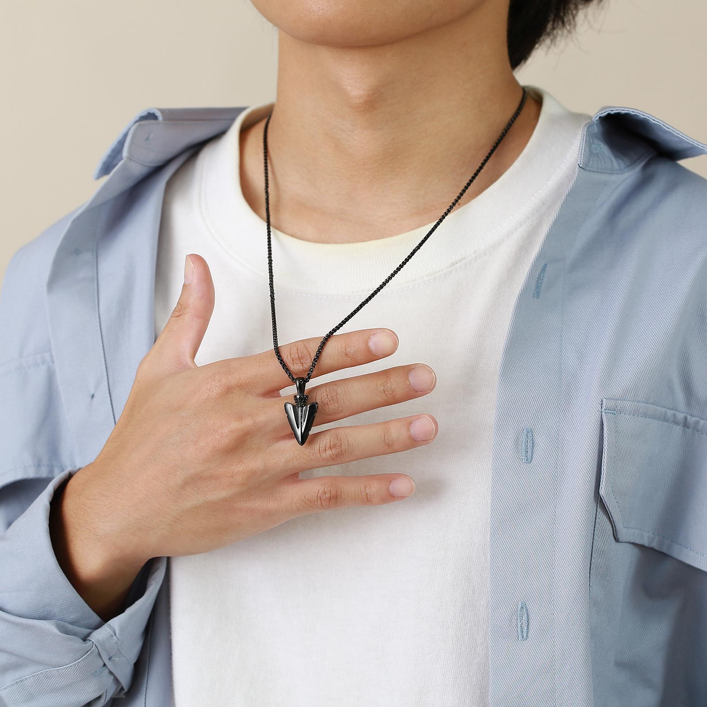 Kemstone Stainless Steel Arrow Pendant Necklace for Men PN-1663