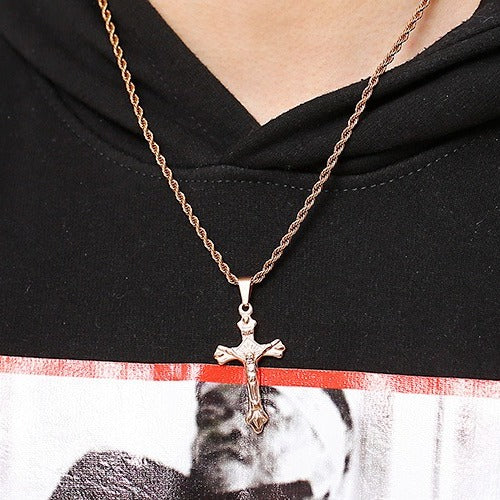 Kemstone Stainless Steel Cross Pendant Necklace for Men – Minimal Polished Design KP93858-Z